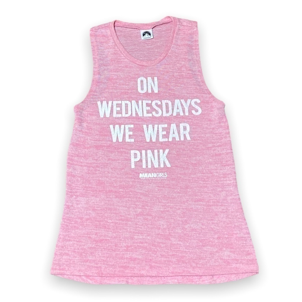 Mean Girls On Wednesdays We Wear Pink Knit Tank Top Sleeveless Size M